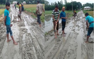বীরগঞ্জে দেড় কিলোমিটার রাস্তার বেহাল দশা