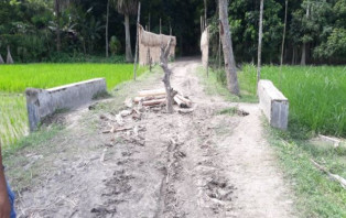 সালথার কামাই‌দিয়া স্কুলের রাস্তা ও কালভার্ট সংস্কারের দাবি এলাকাবাসীর