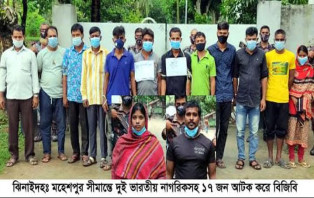 মহেশপুর সীমান্তে দুই ভারতীয় নাগরিকসহ ১৭ জন আটক