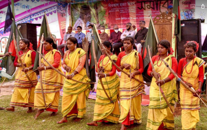 সাঁওতাল হত্যা দিবস উপলক্ষে গোবিন্দগঞ্জে সাঁওতালদের বিক্ষোভ সমাবেশ