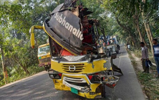 ফরিদপুরে বাসের চাকা ফেটে গাছের সঙ্গে ধাক্কা, নিহত ২