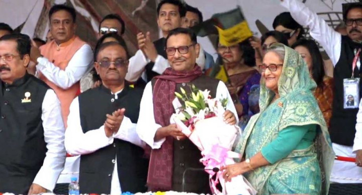 কলাবাগান মাঠে নির্বাচনী জনসভায় শেখ হাসিনা