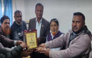 তাহিরপুরে অধ্যক্ষ ইয়াহিয়া তালুকদারের বিদায় সংবর্ধনা 