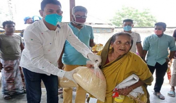 ভাঙ্গায় ৫ শতাধিক পরিবারের মাঝে চাল ডাল তৈল সাবান বিতরণ